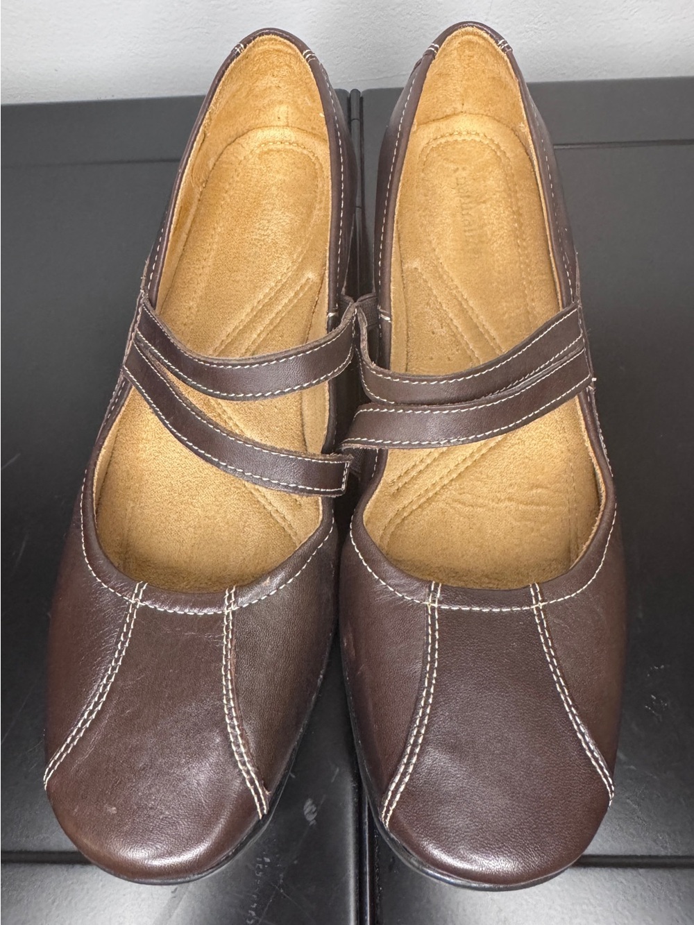 Naturalizer Brown Double-Strap Mary Jane Flats Size 10 M